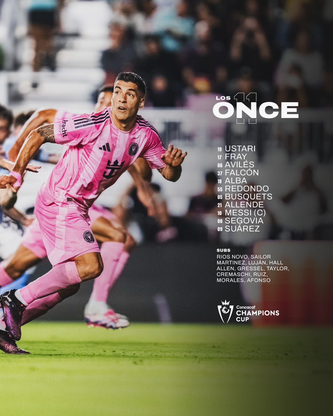 邁阿密國際首發(fā)：梅西領(lǐng)銜，蘇亞雷斯、布斯克茨先發(fā)