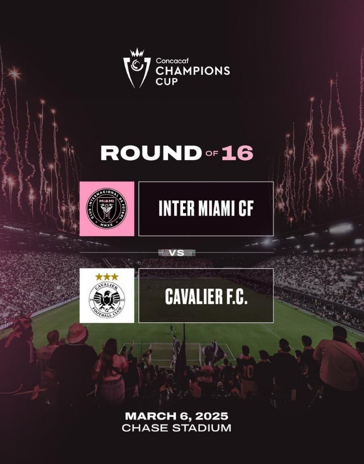 邁阿密?chē)?guó)際在中北美聯(lián)冠軍杯次輪對(duì)陣卡瓦立爾，將于3月6日對(duì)決