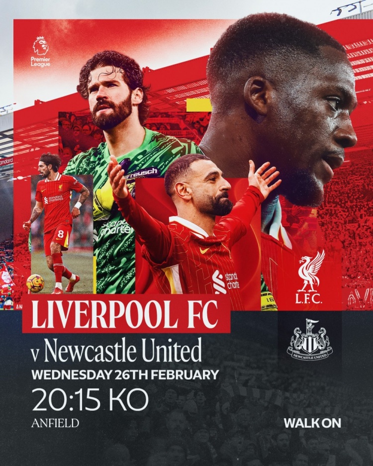 利物浦vs紐卡海報(bào)：薩拉赫pk伊薩克，索博、戈登、阿利森出鏡