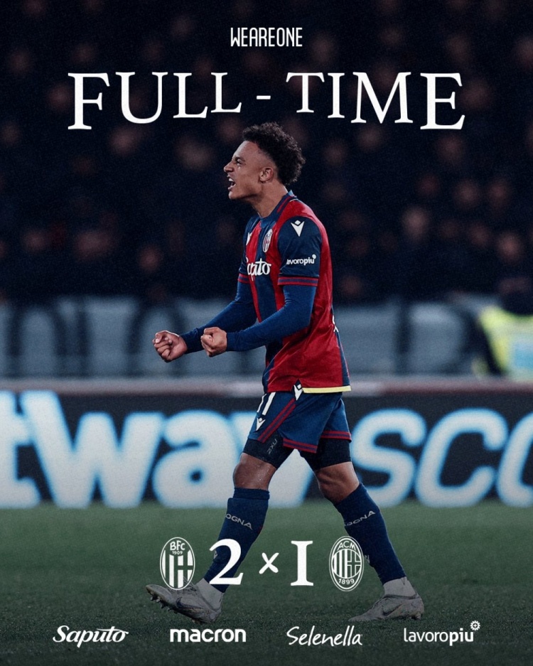 博洛尼亞意甲主場戰(zhàn)勝米蘭，自2002年3月以來首次