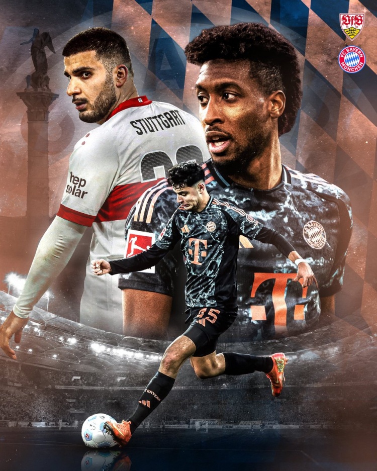 拜仁發(fā)布客戰(zhàn)斯圖加特海報(bào)：科曼、帕夫洛維奇、翁達(dá)夫出鏡