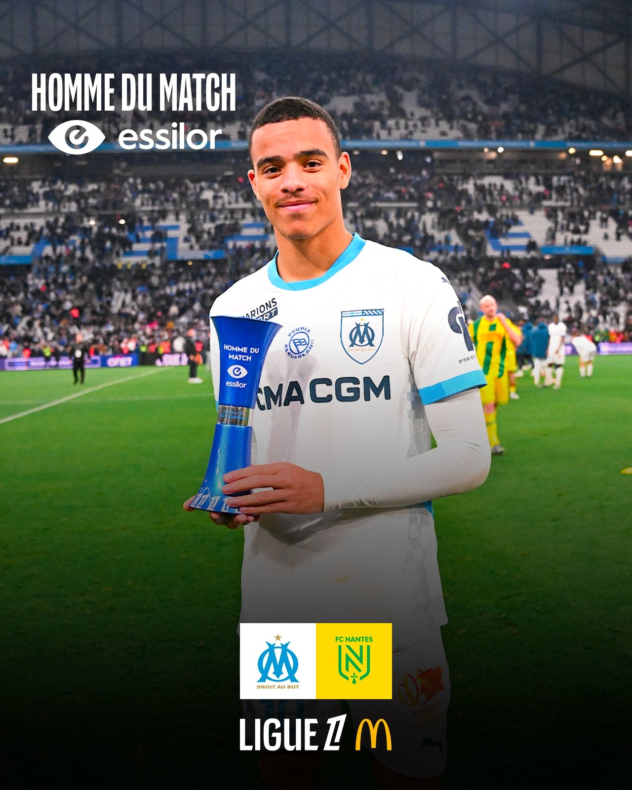 打進1球，格林伍德當選馬賽2-0南特全場最佳球員