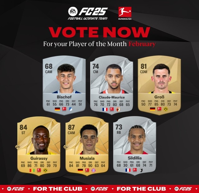 德甲2月最佳候選：穆西亞拉&吉拉西領銜，格羅斯&比紹夫在列