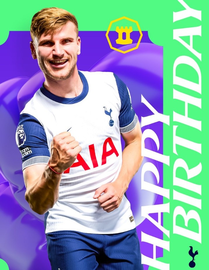 維爾納迎29歲生日，熱刺官方曬海報送上生日祝福