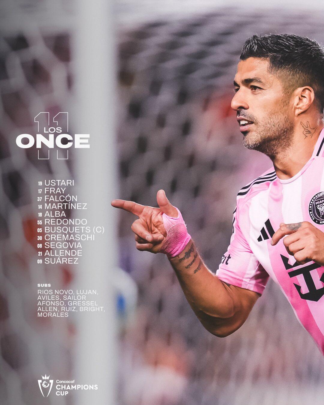 邁阿密國際首發(fā)：梅西缺陣，蘇牙、布斯克茨、阿爾巴出戰(zhàn)