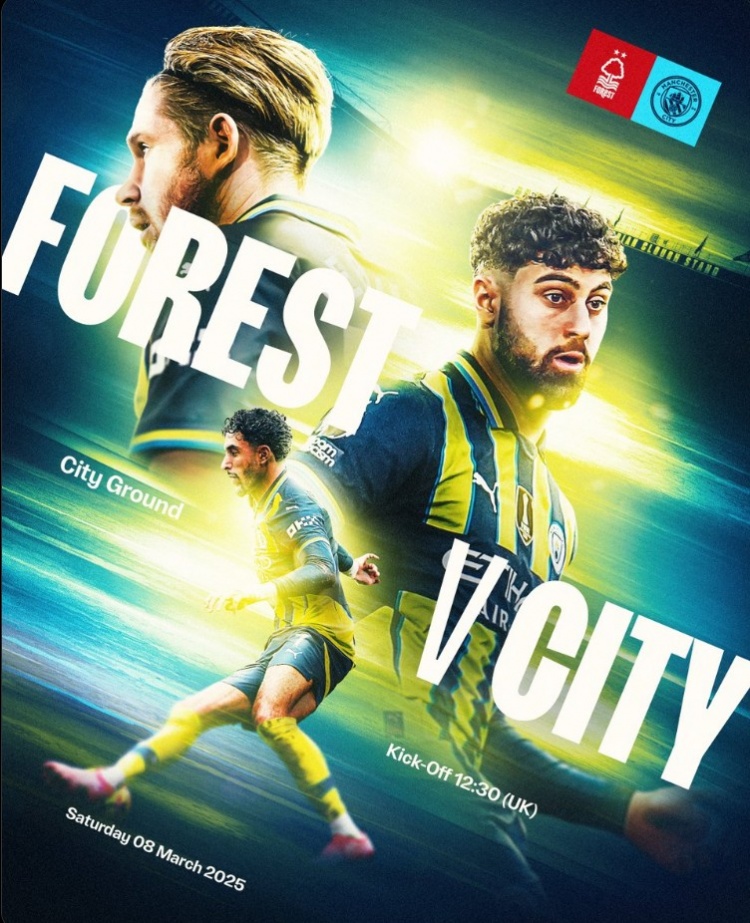 曼城官方發(fā)布對(duì)陣諾丁漢森林海報(bào)，德布勞內(nèi)、格瓦迪奧爾出鏡