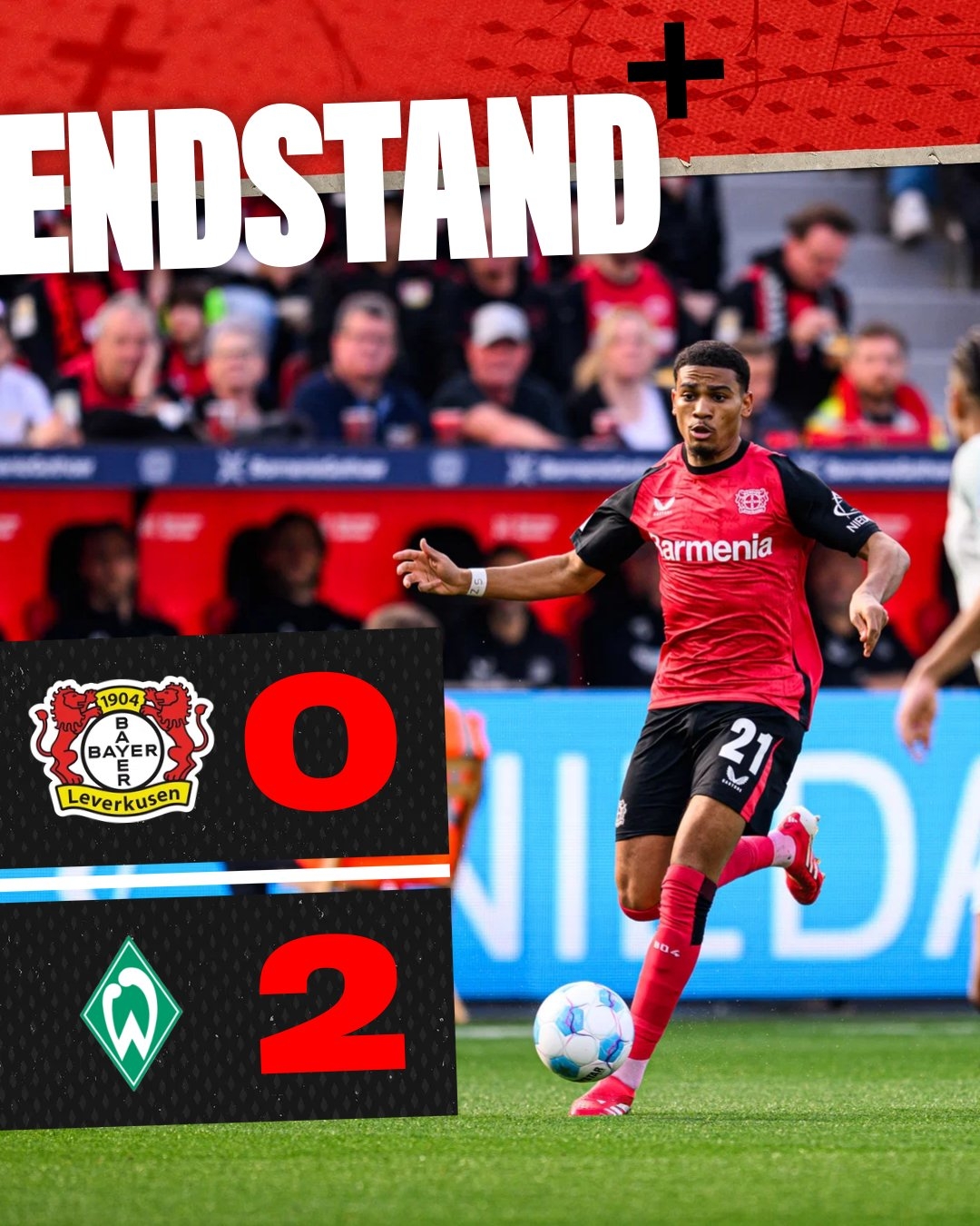 大型翻車現(xiàn)場！勒沃庫森德甲23輪不敗被終結，上次輸是半年前