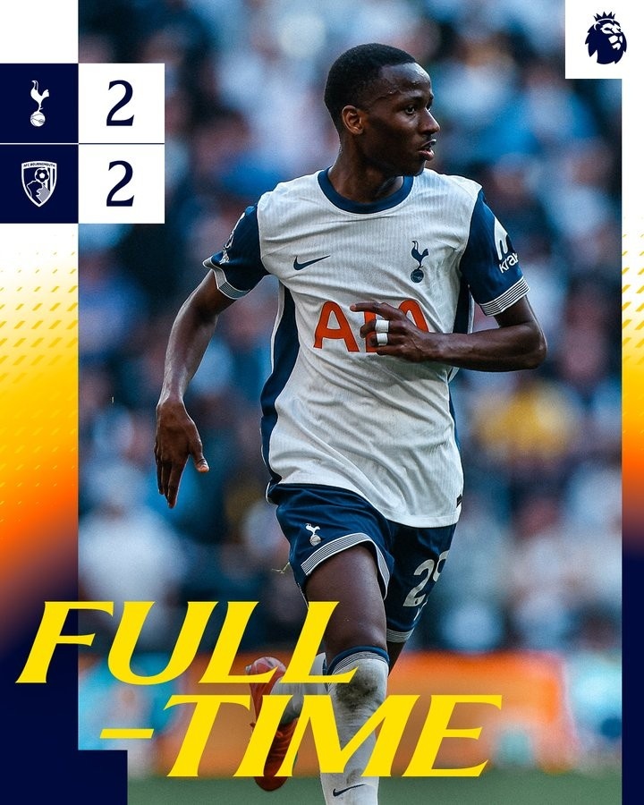 英超落后至少2球但最終拿分！熱刺第26次做到，僅次于曼聯(lián)30次