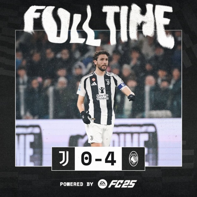 0-4亞特蘭大！尤文隊史意甲主場第7次凈負(fù)4球，1950年曾1-7米蘭