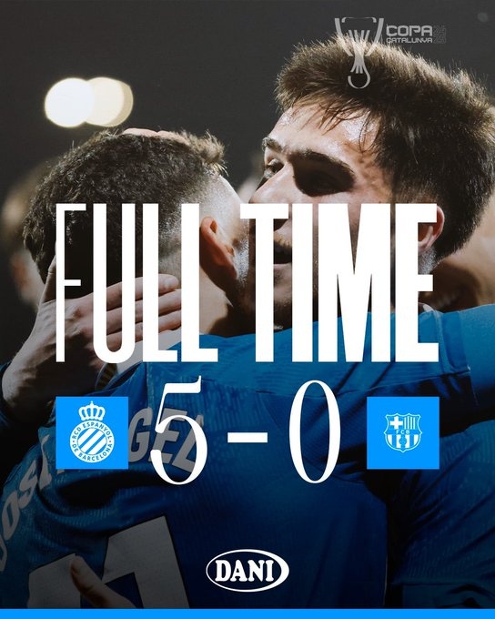西班牙人加泰杯半決賽5-0大勝巴薩，巴薩全青年隊&弗里克沒帶隊