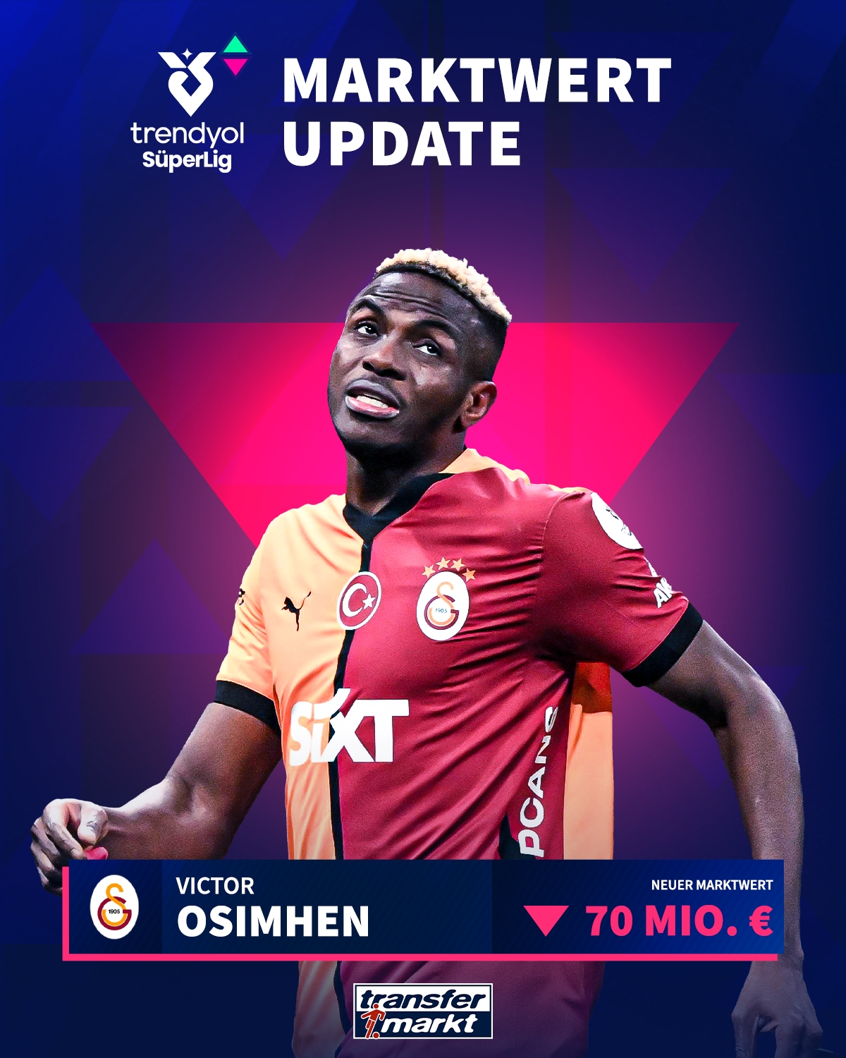 解約金7500萬歐！奧斯梅恩身價降至7000萬，賽季30場26球曼聯(lián)覬覦