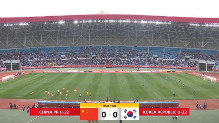 半場-U22國足掌握主動暫0-0韓國 陳澤仕任意球中柱鮑盛鑫失空門